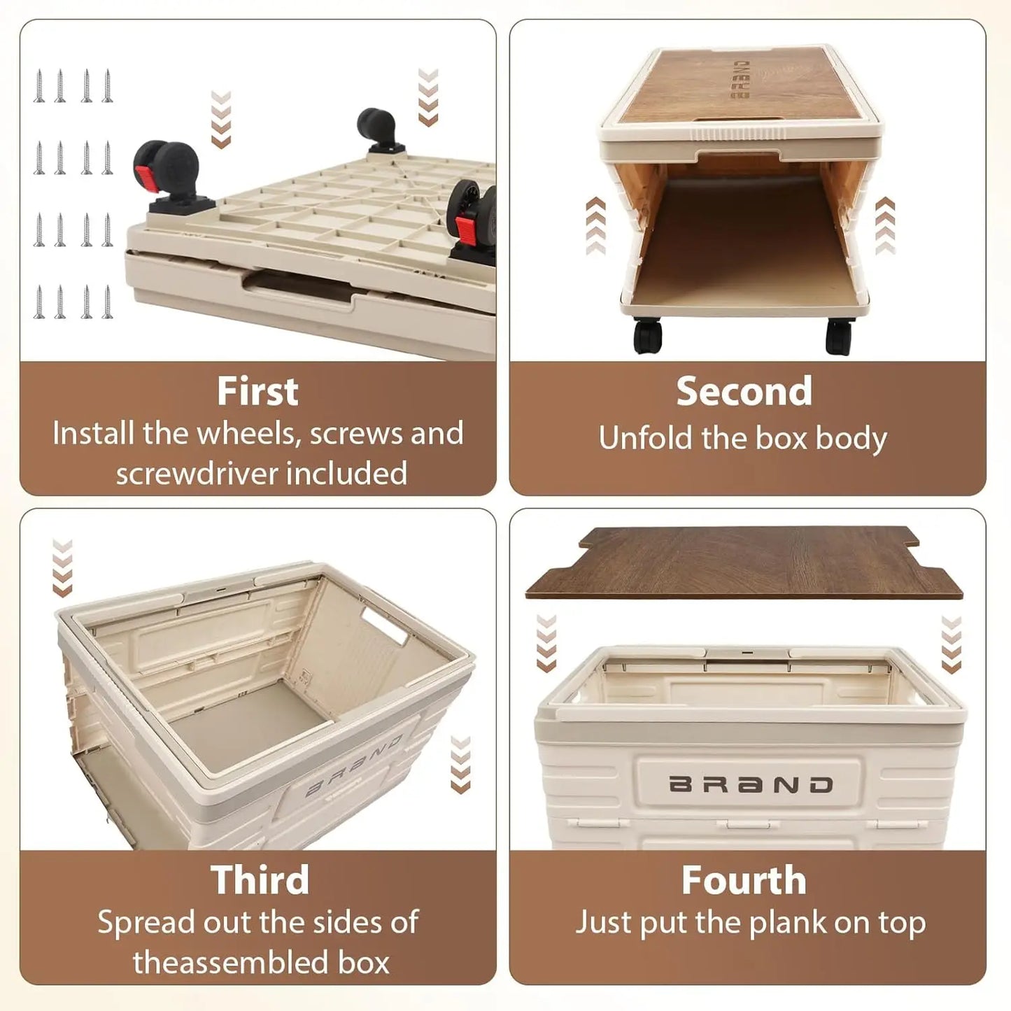 360° Rotating Foldable Storage Cart – Heavy-Duty Mobile Organizer with 4 Silent Wheels, Multi-Functional CampingStorage