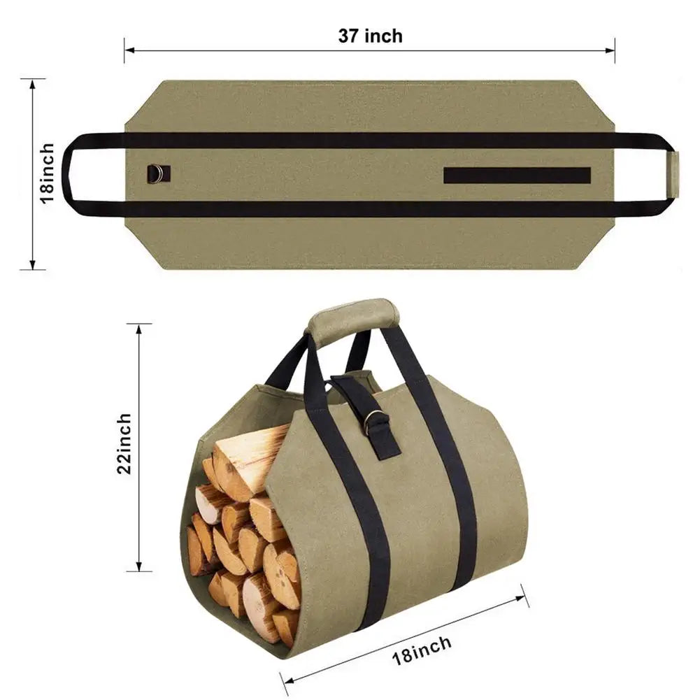 Log Carrier Bag Large Waterproof Fireplace Firewood Storage Bag Indoor Outdoor Log Holder Practical Carrier For Picnics Camp