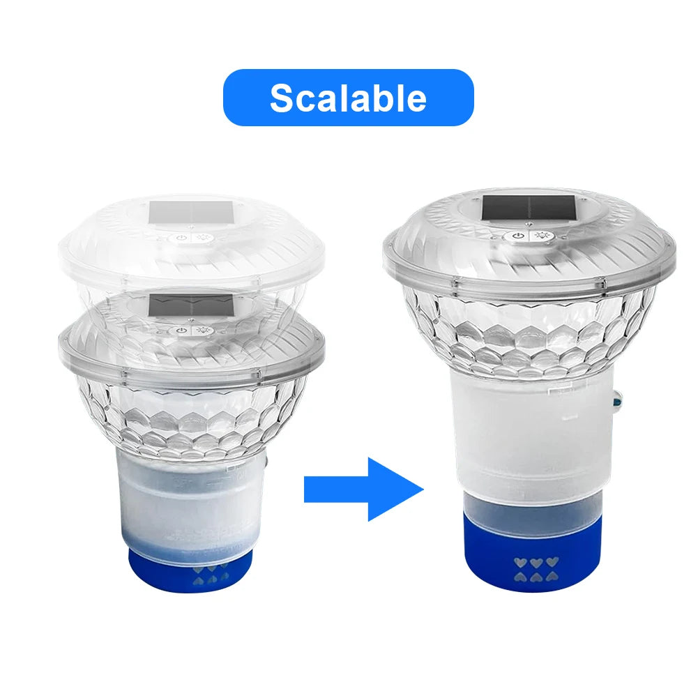 Solar Adjustable Pool Chlorine Dispenser with Colorful Lights Floating Pool Chlorine Dispenser for Nighttime Ambiance