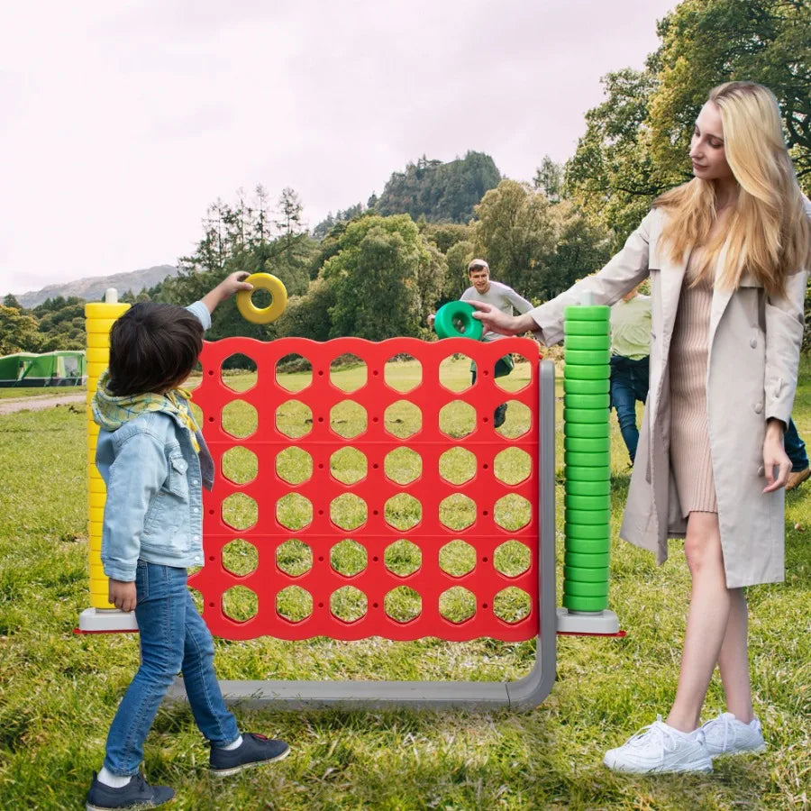 Jumbo 4toScore Game Set; Giant Connect 4 with 42 Rings; Indoor Outdoor Game Set for and Adults