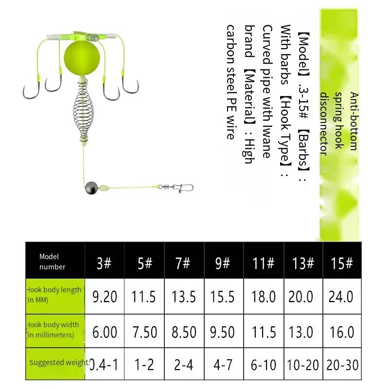 New 1Pcs String Hook Fishing Bait Cage Four Hook Carbon Steel Line Group Feeder Sinker Float Sharp Fishing Spring Bait Cage Sea