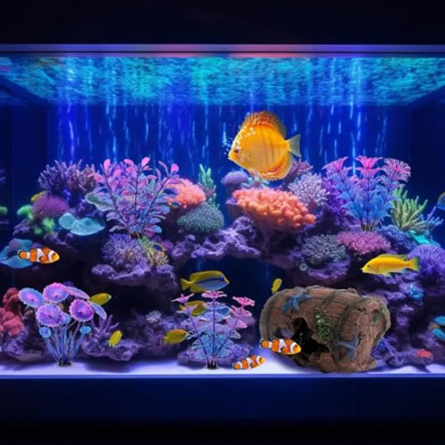 Faeshoo Fish Tank Decoration Betta Fish Tank Decorations Accessories for Aquarium Tank Starfish Barrel x 1pc Aquatic Plants x 4