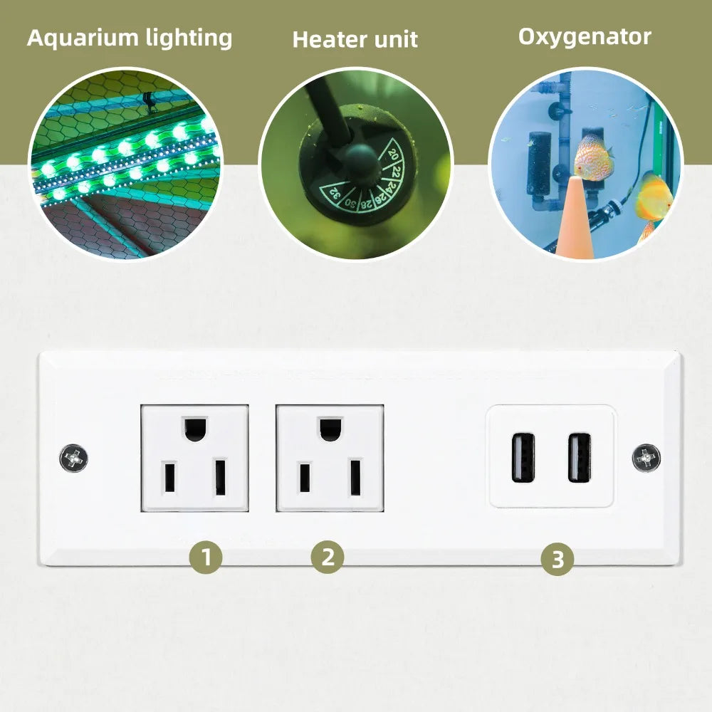 50 Gallon Fish Tank Stand LED Aquarium Cabinet w/ Shelves & Electrical Outlets