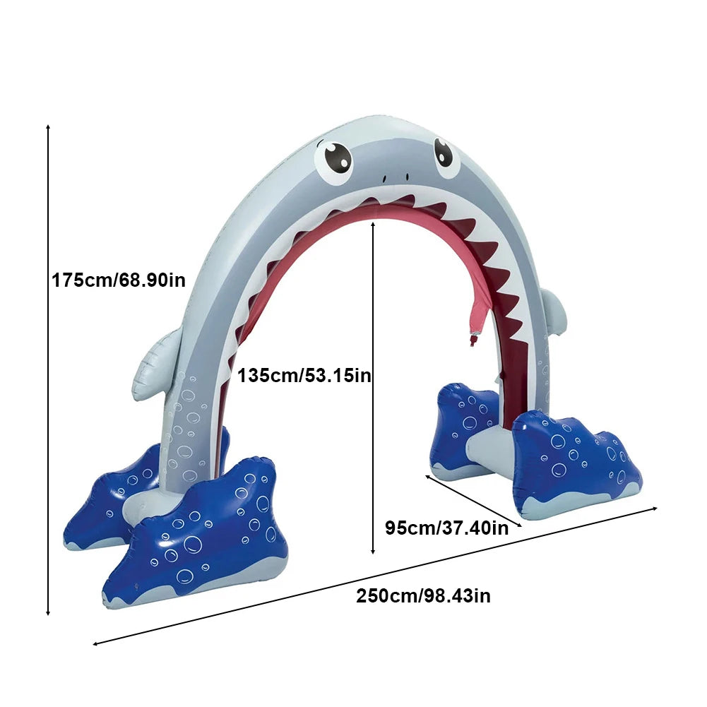 Inflatable Shark Sprinkler Arch Sprinkler Arch Bridge Novelty Water Spray Arch Bridge Blow Up Water Sprinkler for Outdoor Play