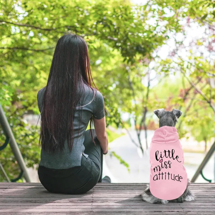 Cat Hoodies for Cats Puppy Pet Clothes Cat Apparel Little Miss Attitude Print Dog Hoodie for Small Medium Dogs Outfits for Kitt