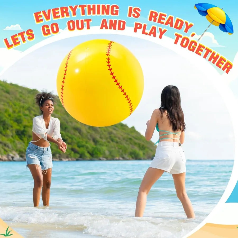 27 Inch Inflatable Softball Beach Ball for Summer Beach Game Swimming Pool Large PVC Softball Toys Party Favors for Water Sand G