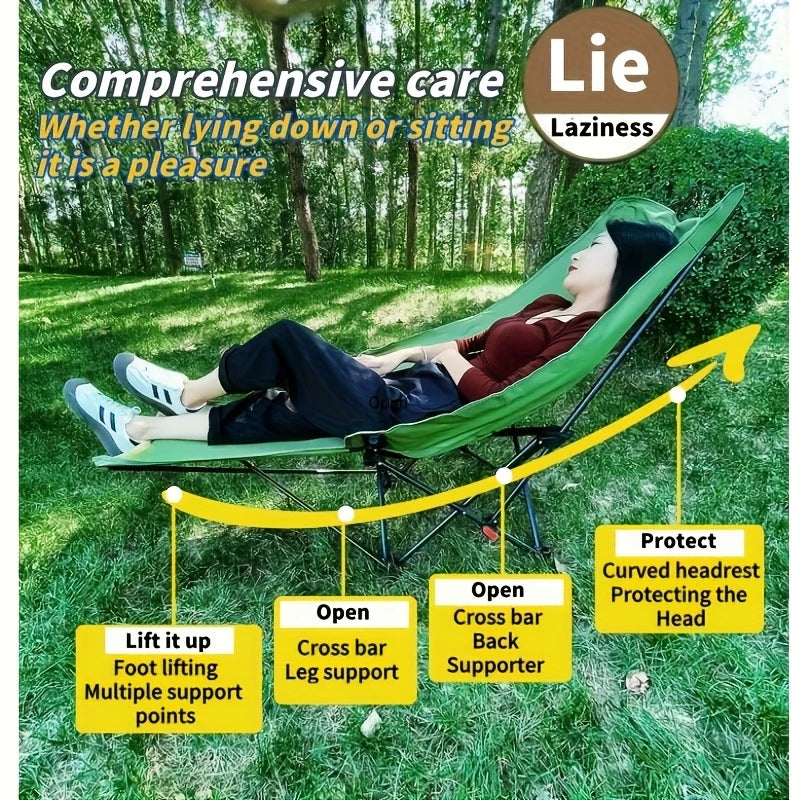 1 PCS 4 Position Adjustable Camping Chair With Footrest Portable Folding Chair For Outdoor Fishing Beach Travel Picnic Relax