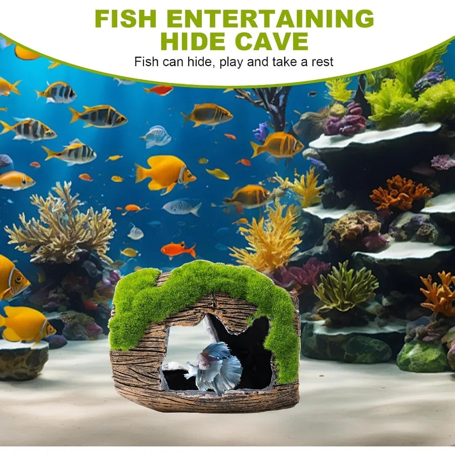 Betta Broken Barrel Decor Fish Tank Accessories Resin Fish Hide Cave Aquarium Decoration Fish Tank Toys Hole Accessories Large