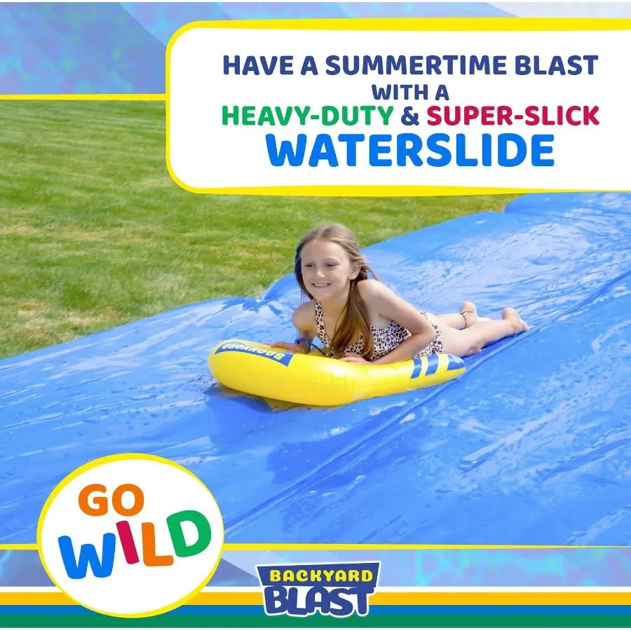 Giant Slip and Slide for Adults and Kids - Heavy Duty Large Slip n Slide Water Slide for Kids Backyard Outdoor Water Play Included