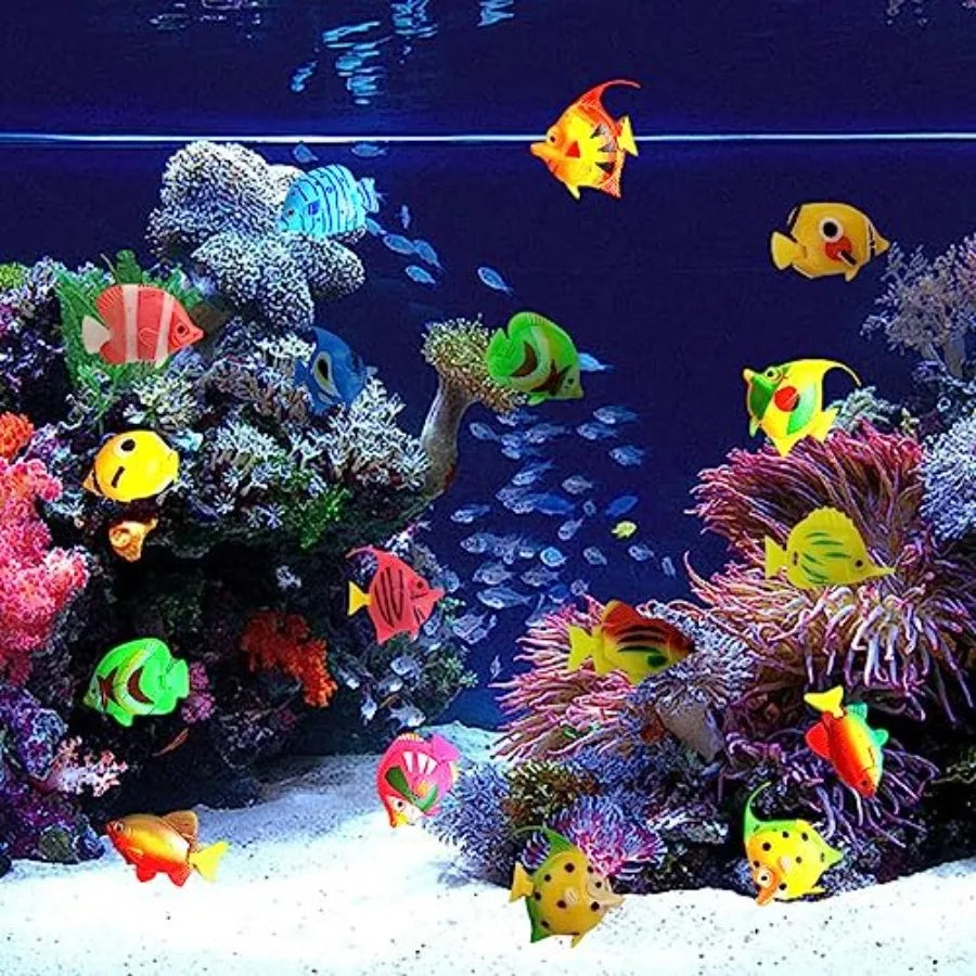 30 Pieces Artificial Aquarium Fish Tank Decorations Orments Plastic Lifelike Floating Fake Fish Mult Beta Decor Accessories for
