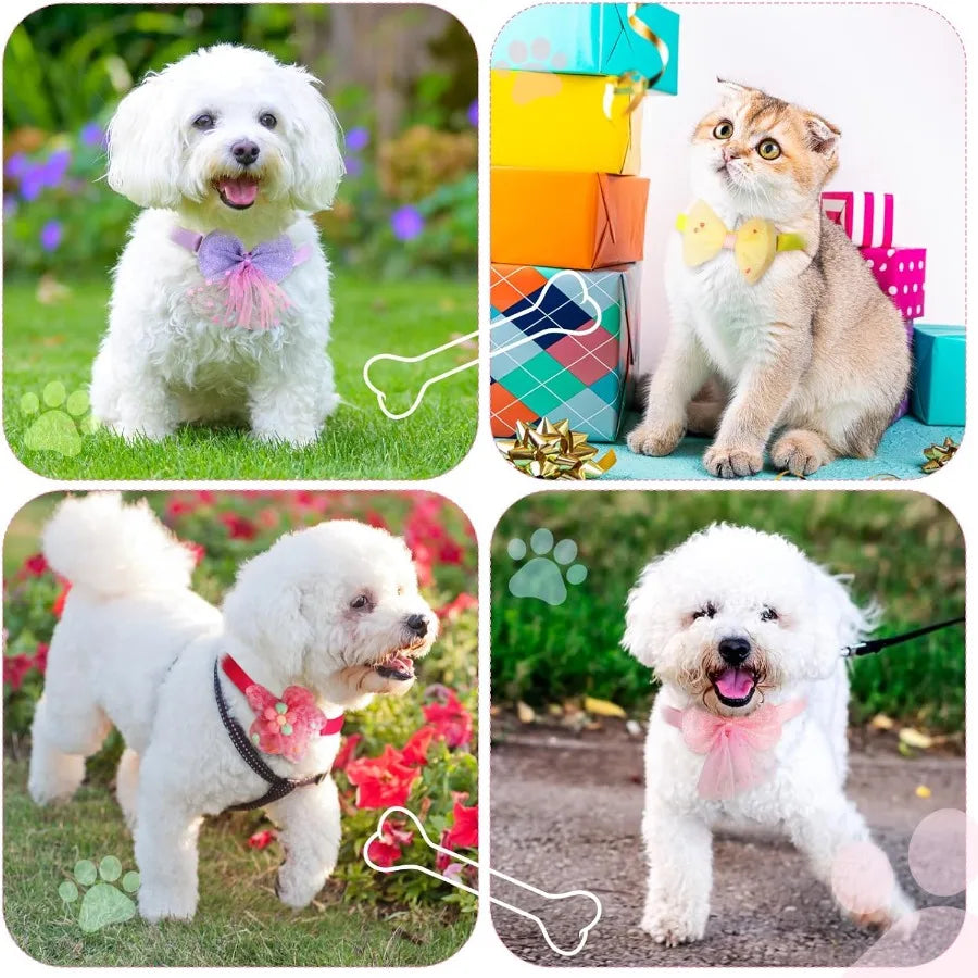 22 Pack Dog Bow Tie Collar Adjustable Bowtie Flower Neck Tie for Medium Small Dog Cat Puppy Stylish