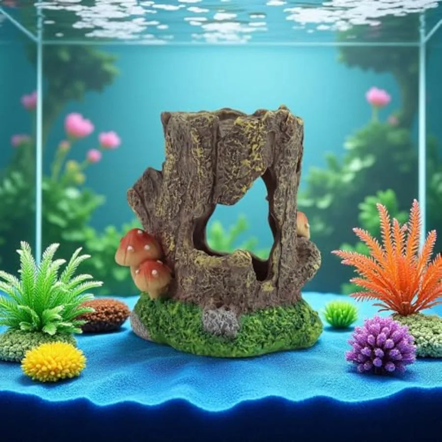 Fish Tank Decorations Aquarium Decor Small Fish Cave Aquarium Accessories Stump House Hideout Resin Fish Tank Cave Betta Goldfi