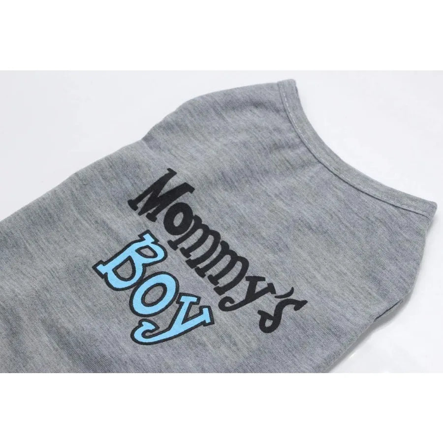 Mommy's Boy Gray Pet TShirt Vest Outfits Clothes for Female Male Dog Cat Rabbit