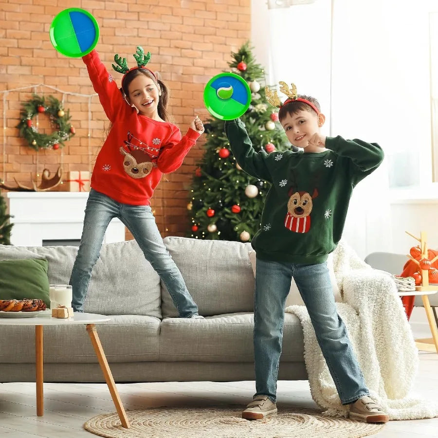 Toss and Catch Ball Game Set - Indoor and Outdoor Games for Kids 3-12, Beach Sand Pool Water Toy Includes 6 Paddles 6 Sticky Bal