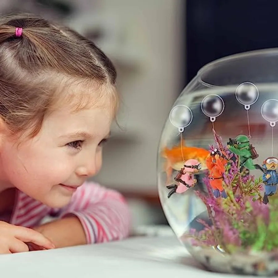 Floating Fish Tank Decorations Cute Little Diver Toys for Aquarium Decor 4 Pack Orments Accessories