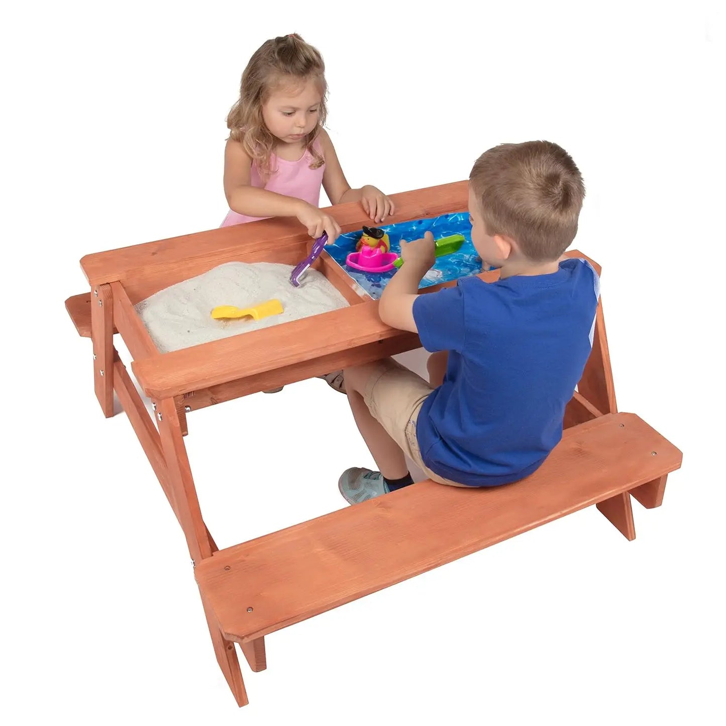 3 in 1 Sand & Water Indoor/Outdoor Picnic Table - Kids Activity Set with Removable Top & Dual Drains for Easy Cleaning (43 X 35