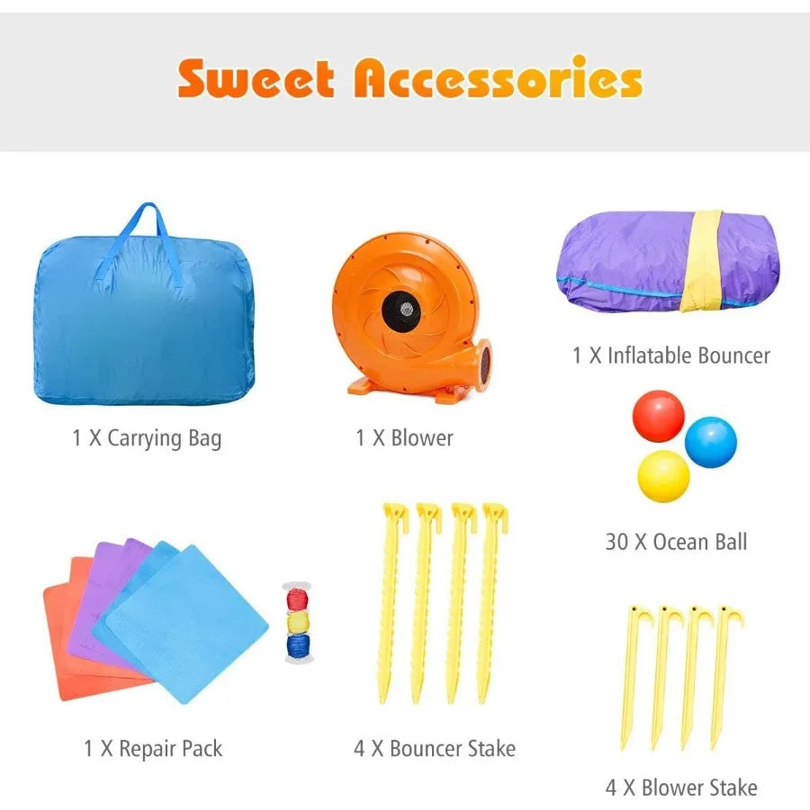 Inflatable Bounce House, Dragon Bouncy House for Kids Indoor Outdoor Party w/Jump Area, Basketball Rim, Toddler Jump Castle Boun