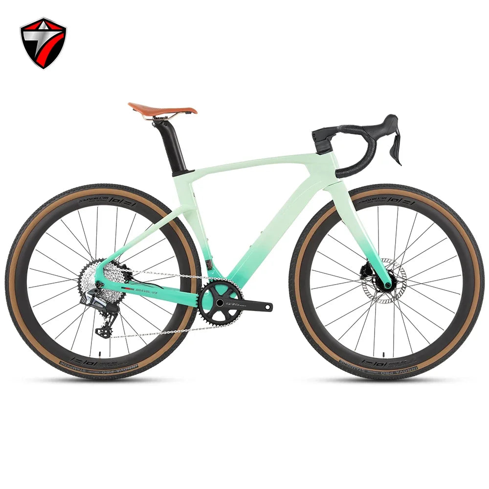 TWITTER Carbon Fiber Gravel Bike with Wireless Electronic Shifting 12/24 Speed Hydraulic Disc Brakes Mountain Bicycle For Men