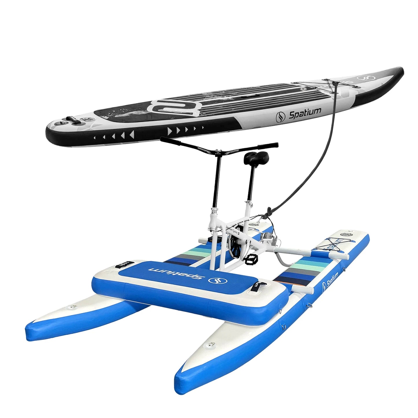 Spatium SUP Water Bikes, Inflatable Pedal Boat,Inflatable Fishing Boat Bundle with Paddle Board for Adults, Totally Two Products