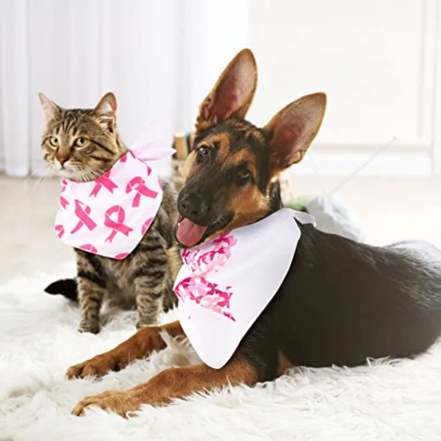 6 Pcs Breast Cancer Awareness Dog Bandana I Wear Pink for My Mom Ribbon Apparel Cooling arf Puppy Black Celebration