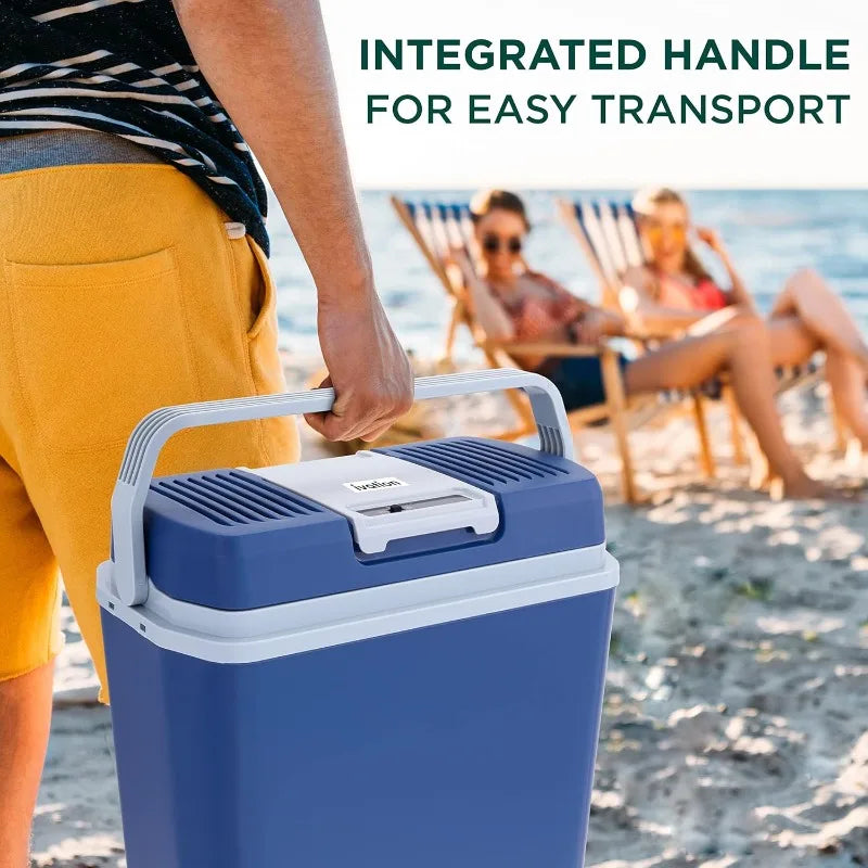 Ivation Electric Cooler & Warmer with Handle | 24 L Portable Thermoelectric Fridge | 110V AC Home Power Cord & 12V Car Adapter