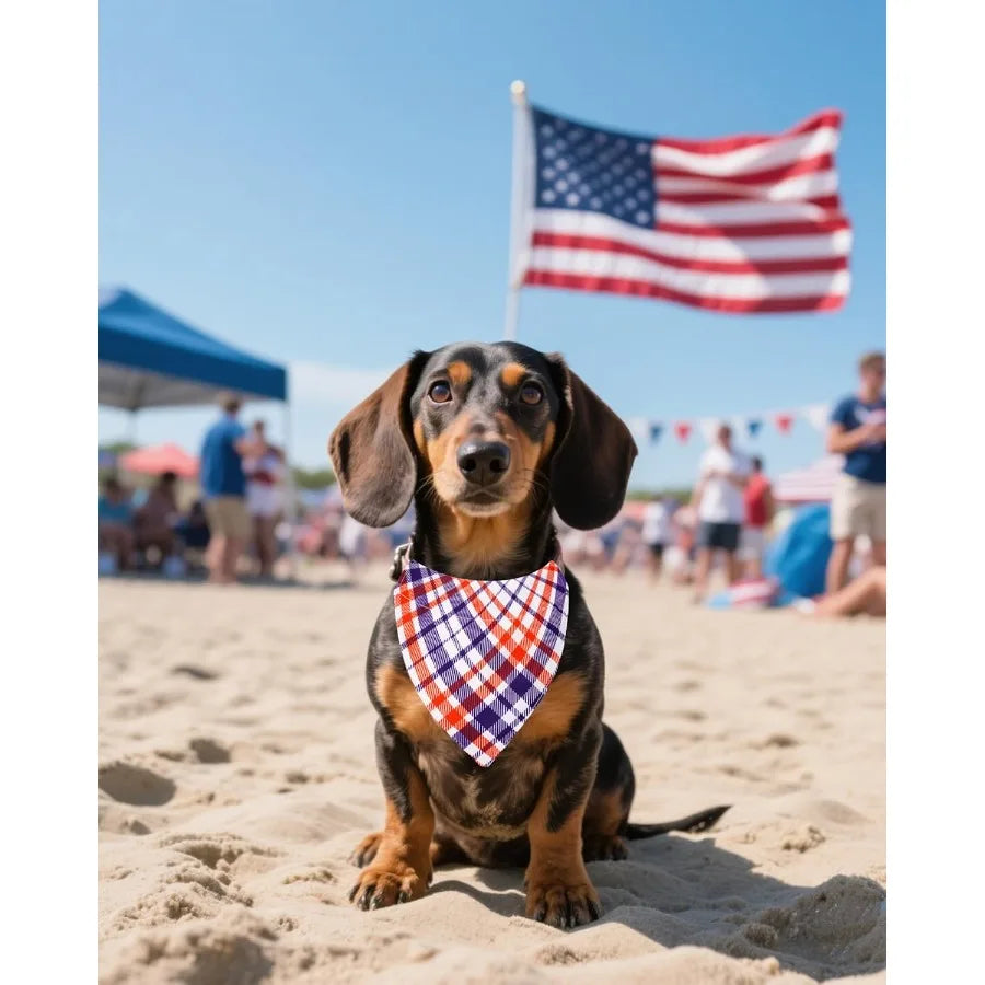 4 Pack 4th of July Dog Bandas Slide on Collars Aan Flag Reversible Scarf for Small Medium Dogs Patriotic Bibs Slip Through Coll