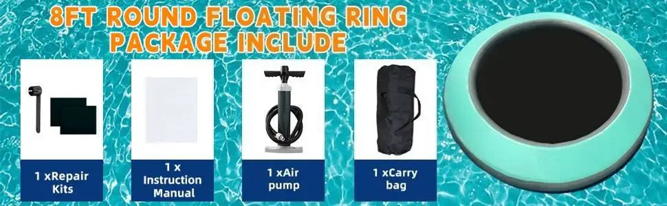 H-Round Floating Ring, 8FT Inflatable Water Hammock Lake Floats for Adults, Inflatable Floating Dock Platform for Lake, Beach,