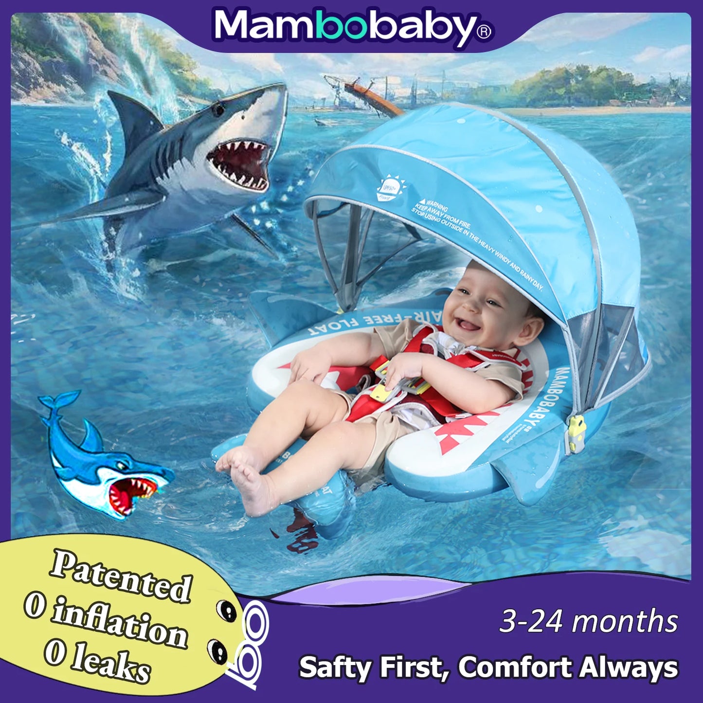 Mambobaby Baby Pool Float Vip 5 Dropshipping Blackproof Pool Mat For Infant Non-Inflatable Natation Buoy With Parasol Beach Toys