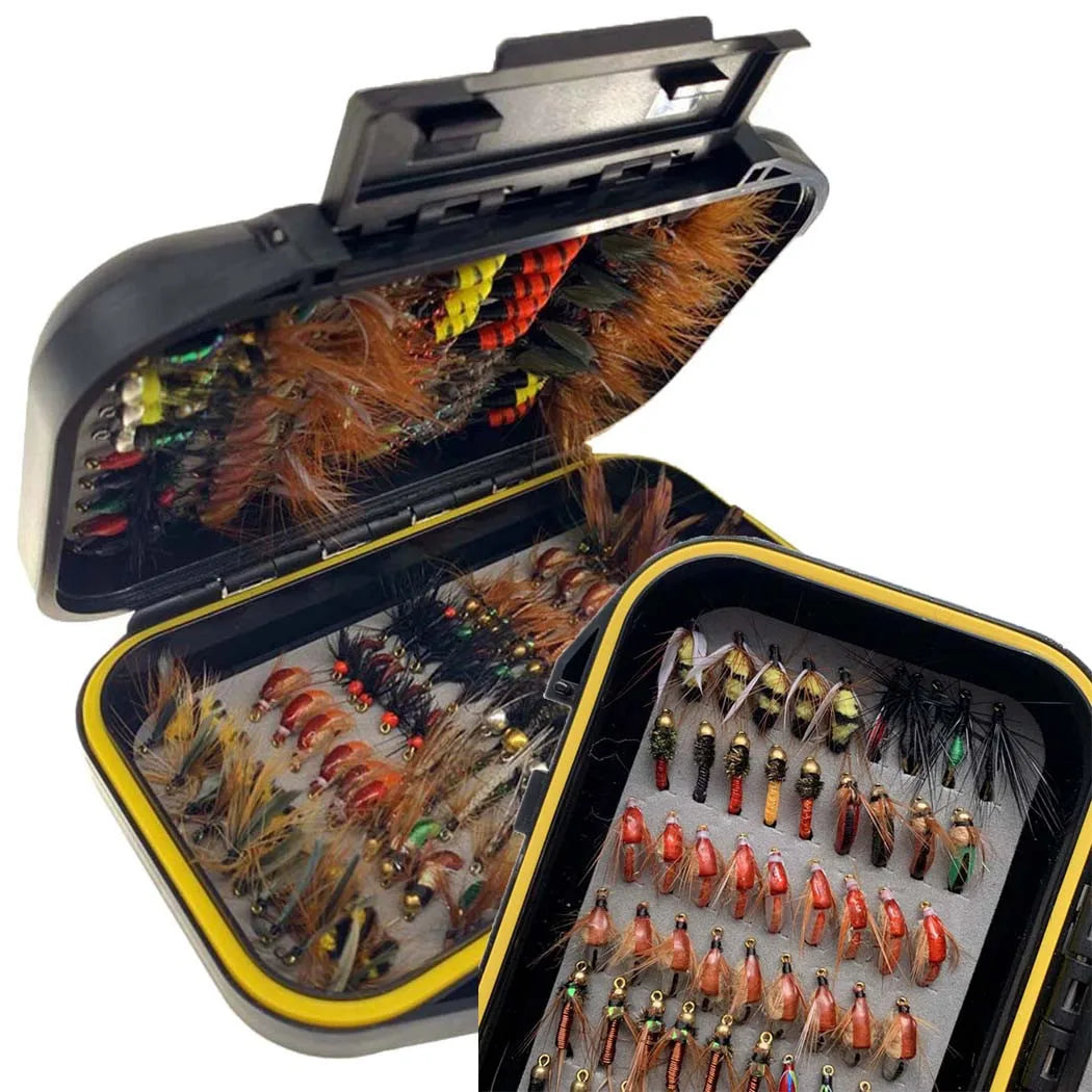 40-148Pieces/Box Trout Fly Fishing Assorted Flies Kit Nymph Dry Wet Flies Fishing Fly Lure
