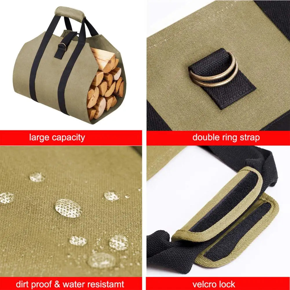 Log Carrier Bag Large  Waterproof Fireplace Firewood Storage Bag  Indoor Outdoor Log Holder  Practical Carrier For Picnics Camp