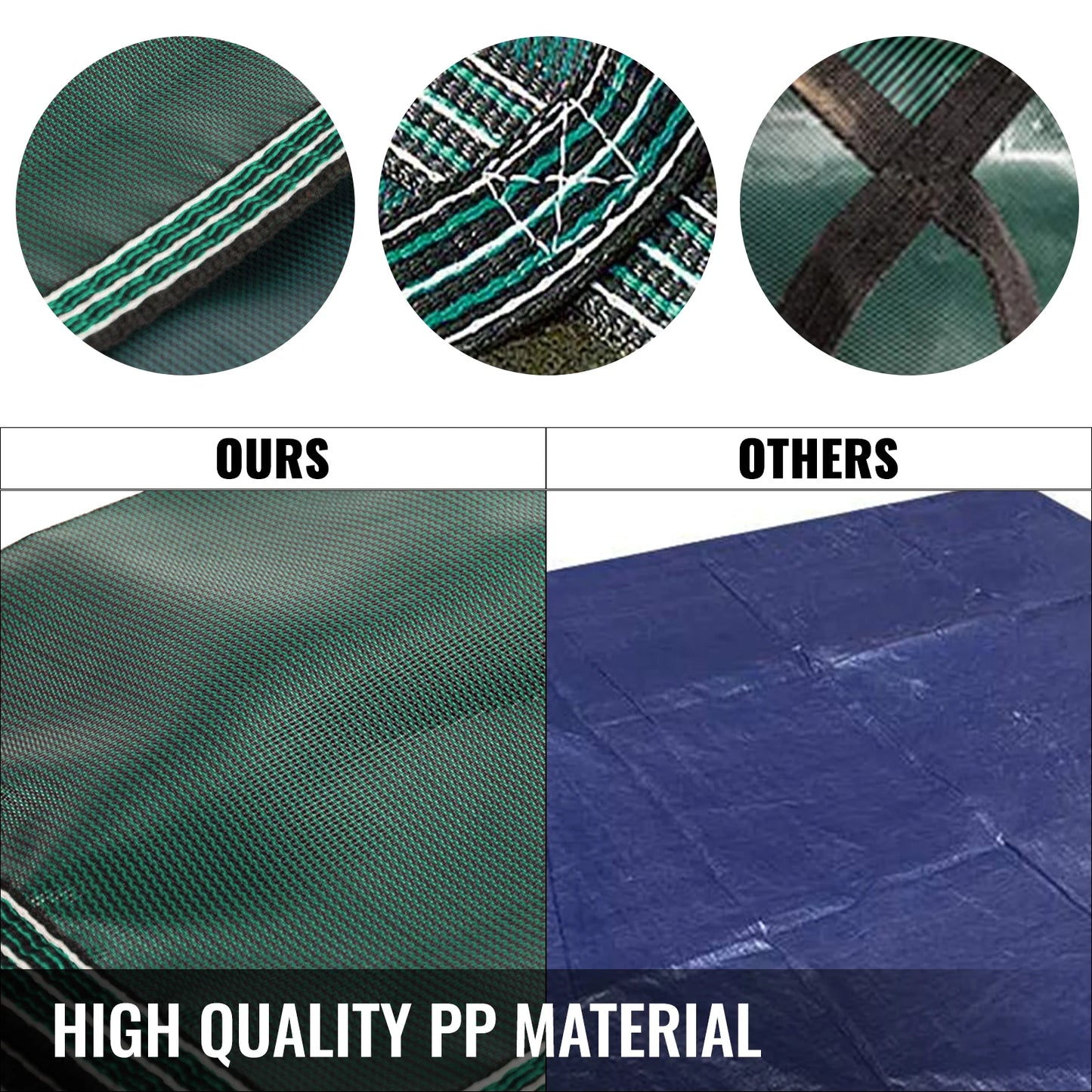 SucceBuy Swimming Pool Cover Inground Green Mesh Solid Rectangle Pool Safety Cover for Winter Home Safety Swimming Pool Cover