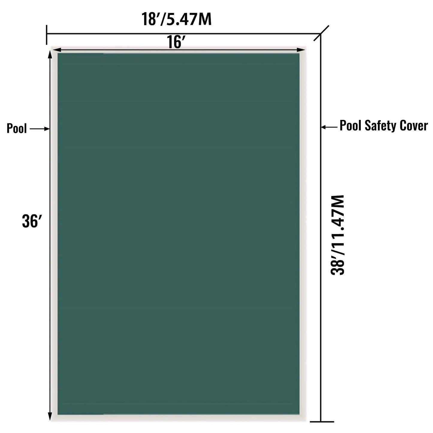 SucceBuy Swimming Pool Cover Inground Green Mesh Solid Rectangle Pool Safety Cover for Winter Home Safety Swimming Pool Cover