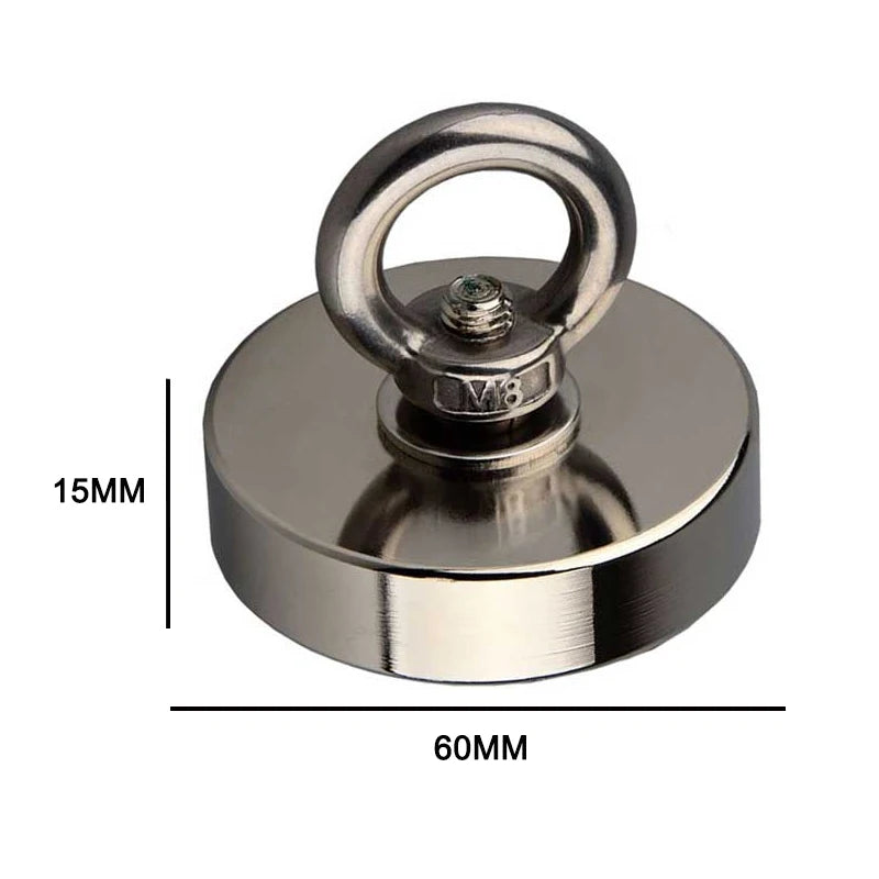 120KG/220KG /300KG/400KG/500KG Salvage Magnet Large Neodymium N52 Magnets Magnet Strong Fishing Magnet with Rope Gloves Bag