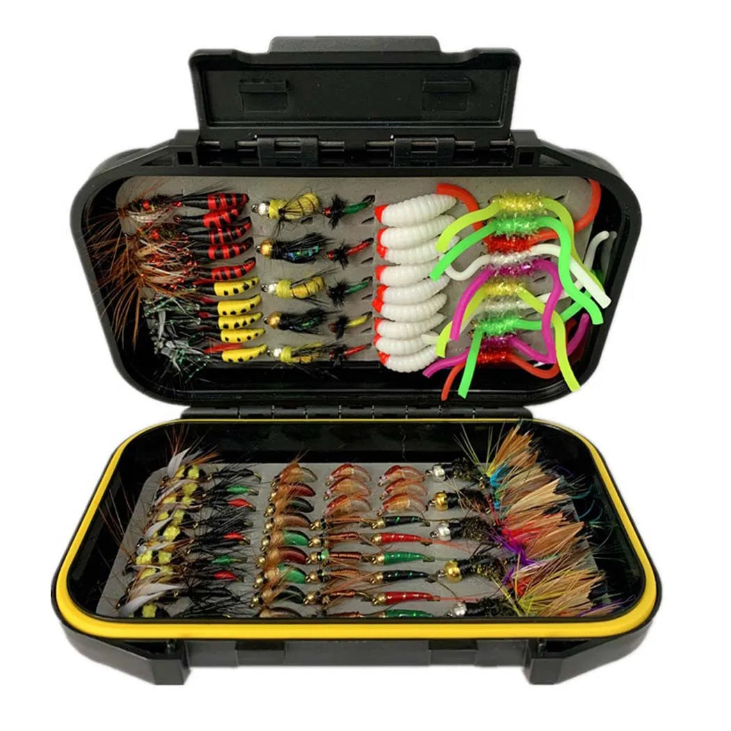 40-148Pieces/Box Trout Fly Fishing Assorted Flies Kit Nymph Dry Wet Flies Fishing Fly Lure