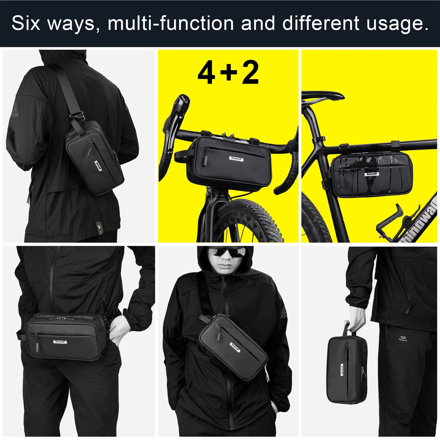Rhinowalk  Handlebar Bag Waterproof Bicycle Bags Frame Pannier Bag Multifunction Portable Shoulder Bag Bike Accessorie