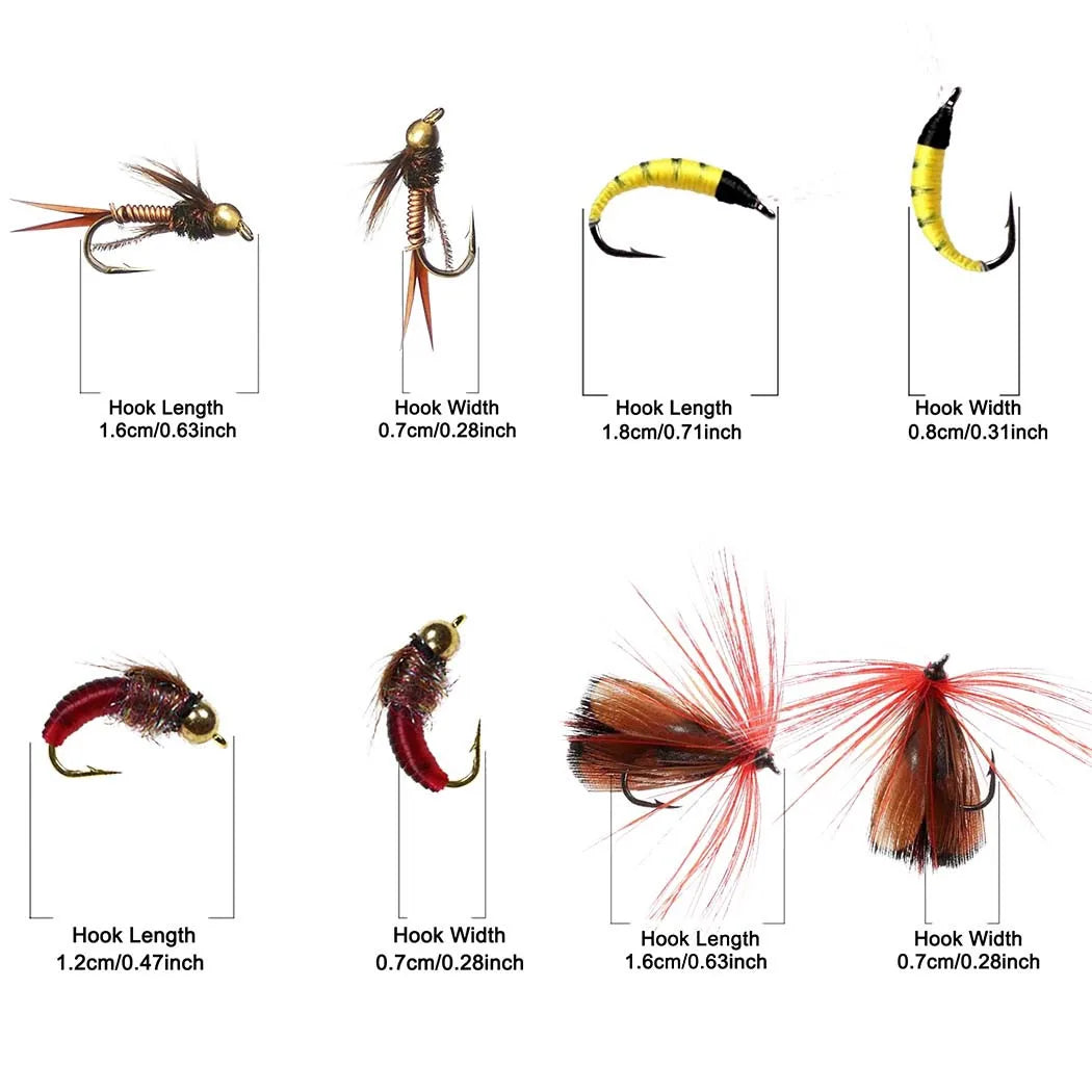 40-148Pieces/Box Trout Fly Fishing Assorted Flies Kit Nymph Dry Wet Flies Fishing Fly Lure