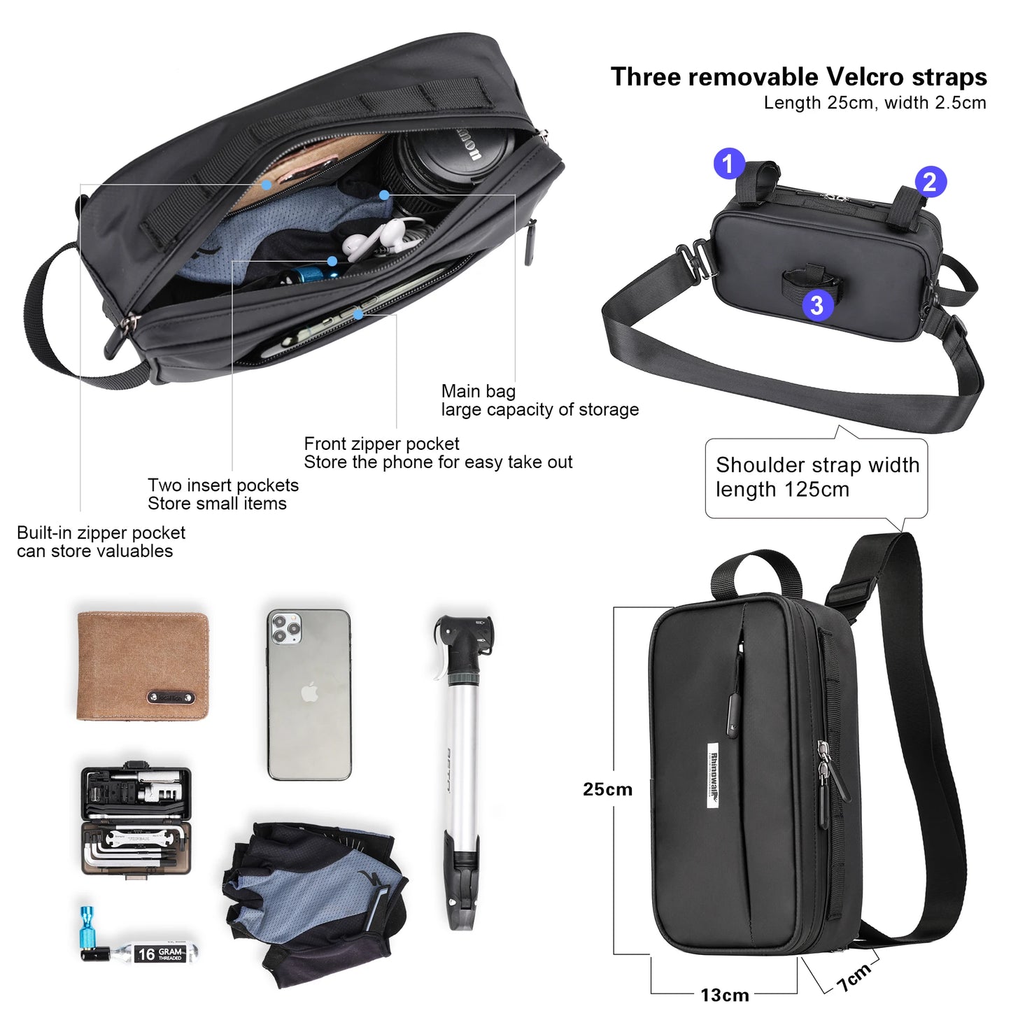 Rhinowalk  Handlebar Bag Waterproof Bicycle Bags Frame Pannier Bag Multifunction Portable Shoulder Bag Bike Accessorie