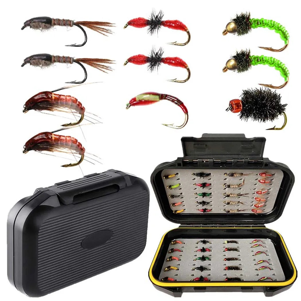 40-148Pieces/Box Trout Fly Fishing Assorted Flies Kit Nymph Dry Wet Flies Fishing Fly Lure