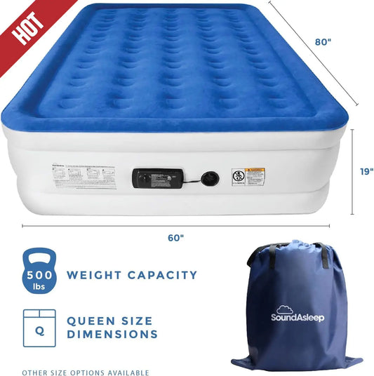 2025NEW Dream Series Luxury Air Mattress,ComfortCoil Technology,Built-in High Capacity Pump for Home,Camping- Double Height (Que