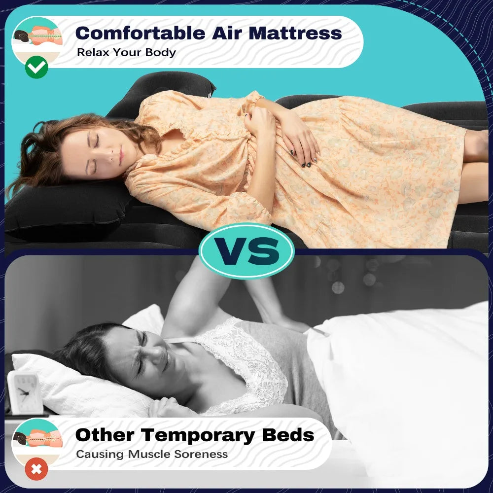 Inflatable Flocking Travel Mattress Portable SUV Car Camping Bed Mattress Air Bed with Inflatable Pillows and Pump