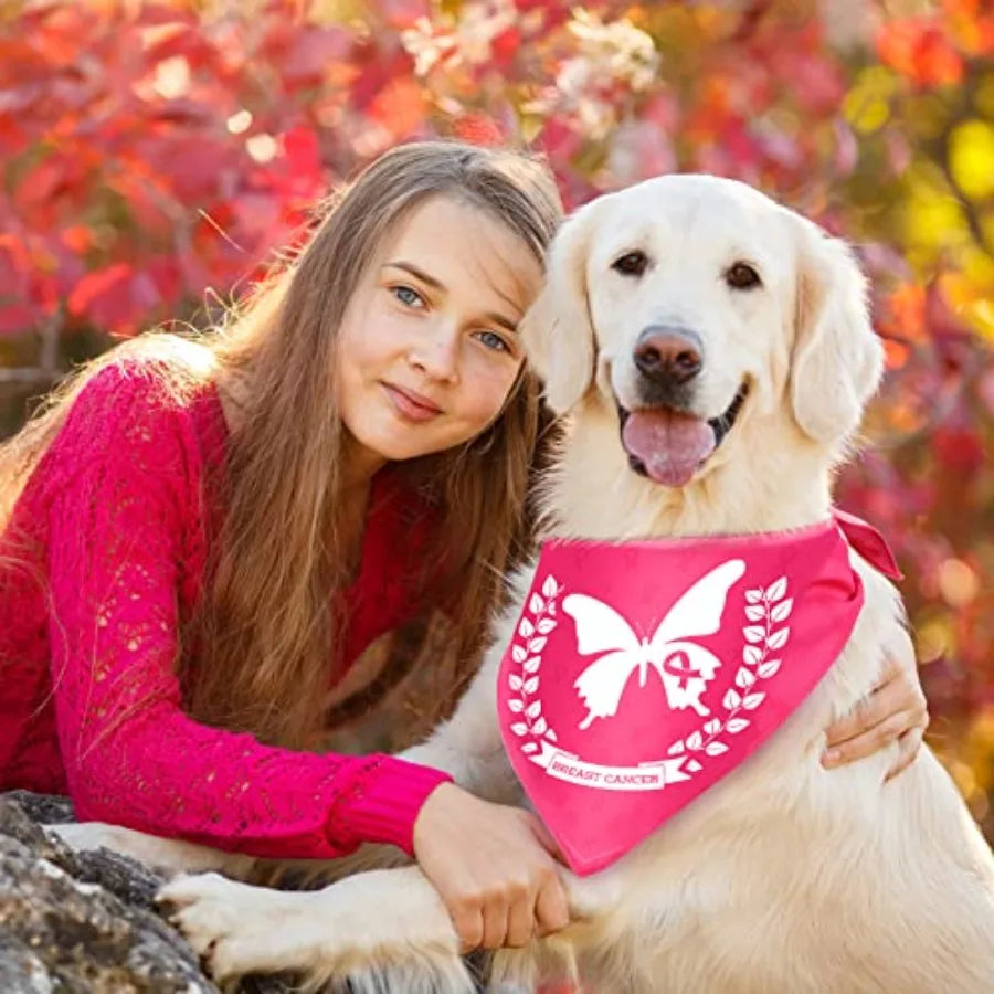 6 Pcs Breast Cancer Awareness Dog Bandana I Wear Pink for My Mom Ribbon Apparel Cooling arf Puppy Black Celebration