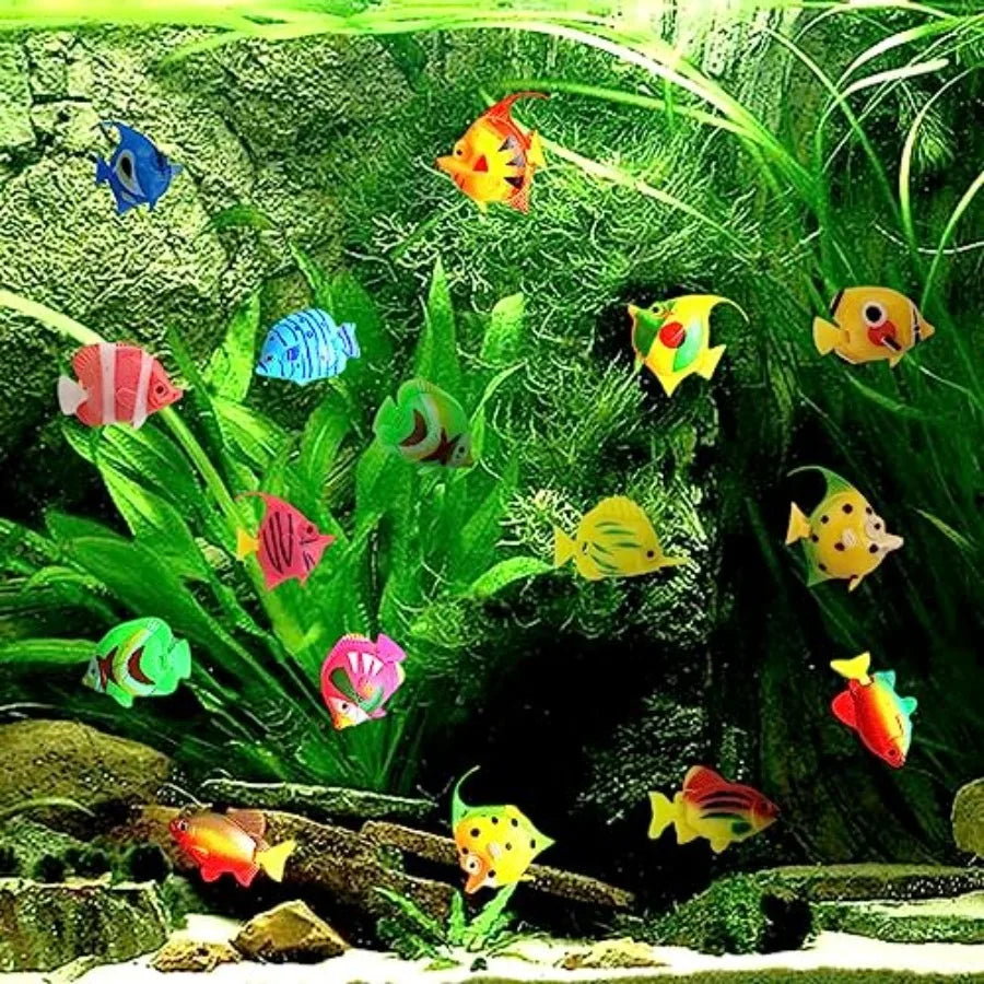 30 Pieces Artificial Aquarium Fish Tank Decorations Orments Plastic Lifelike Floating Fake Fish Mult Beta Decor Accessories for