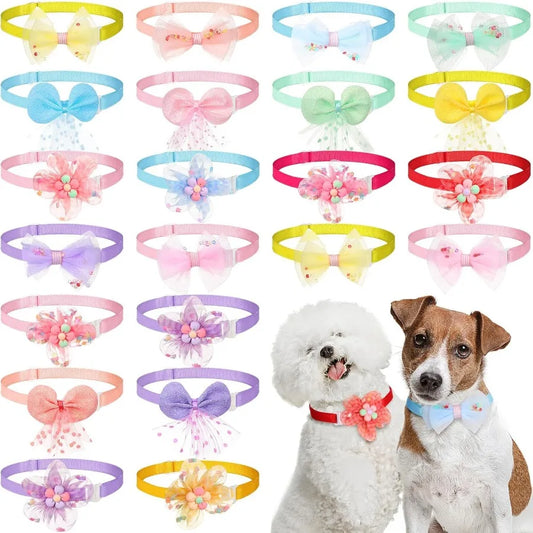 22 Pack Dog Bow Tie Collar Adjustable Bowtie Flower Neck Tie for Medium Small Dog Cat Puppy Stylish