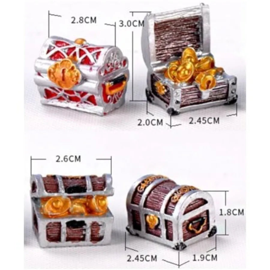 PirateThemed Mini Treasure Chest Aquarium Decor Pearlescent Fish Tank Accessories for Small Aquariums Goldfish Tank Decorations