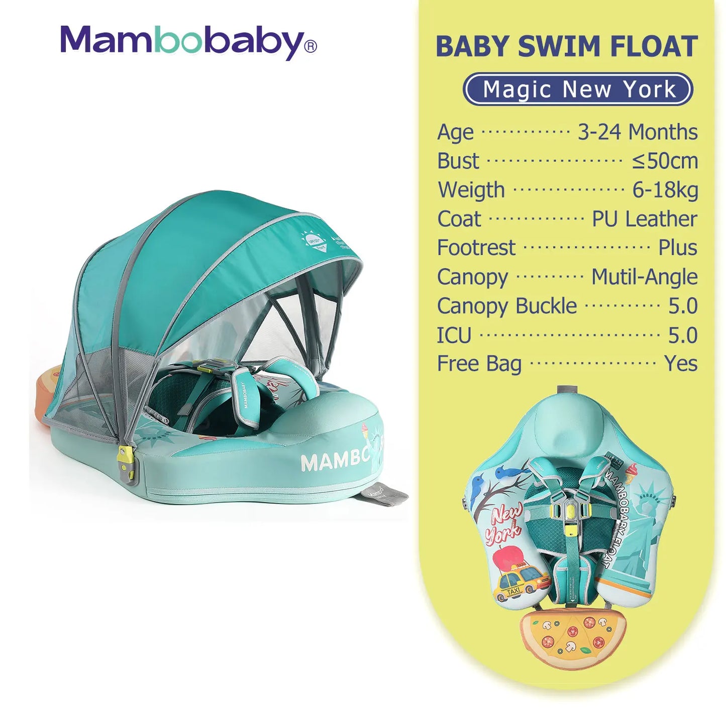 Mambobaby Baby Pool Float Vip 5 Dropshipping Blackproof Pool Mat For Infant Non-Inflatable Natation Buoy With Parasol Beach Toys
