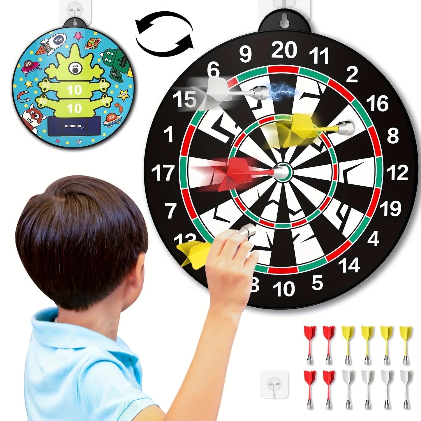 14 PCS Double-Sided Magnetic Dart Board Toys For Kids Boys Kids Dart Board Toys Gifts Indoor & Sport Outdoor Party Play Game Toy