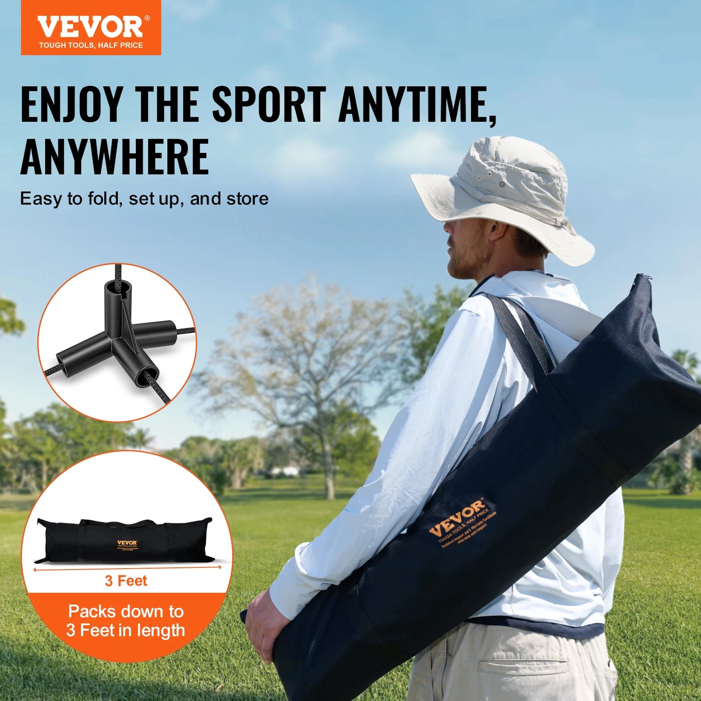 VEVOR 20FT Badminton Net Height Adjustable Volleyball Net Wide Foldable Pickleball Net Portable Tennis Net Set with Poles Stand