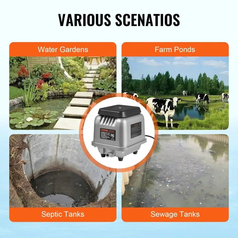 Linear Air Pump for 1 09L/Min Septic Aerator for 0.5 Acre for 1 0FT Deep Ponds Water Gardens Fish Farms