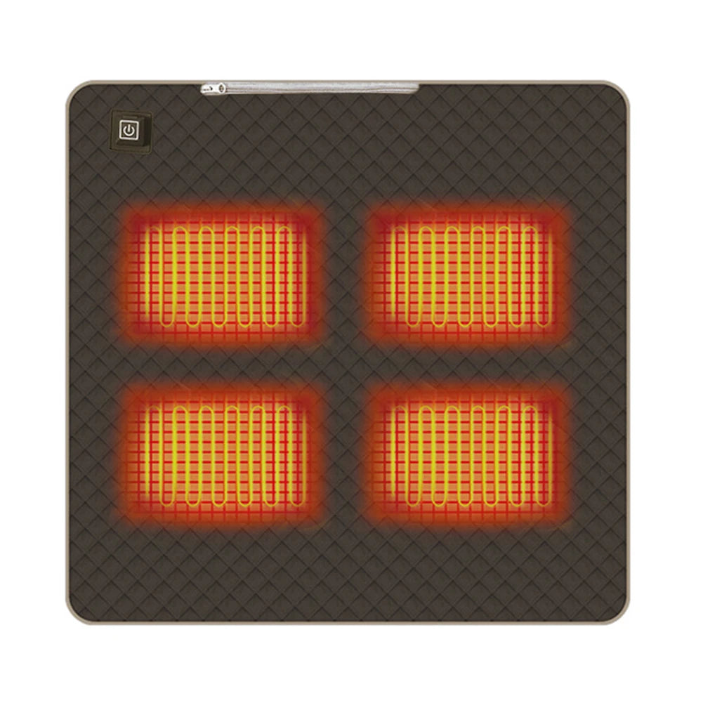 4 Heated Areas Camping Chair Heated Cushion Portable Heater Warm Pad 3 Adjustable Temperature for Winter Outdoor Stadium Fishing