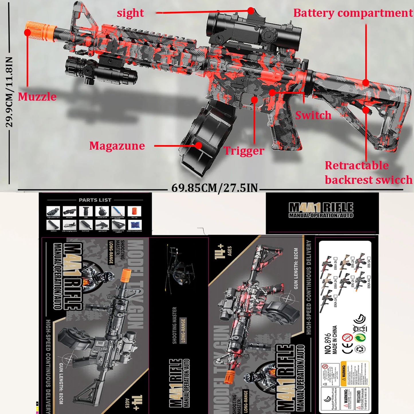 Electric Gel Ball Blaster Toys, Manual/Automatic Eco-Friendly Splatter Ball Blaster, Suitable For Outdoor Shooting Games